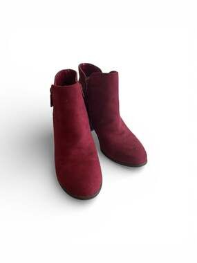Style & Co. Women's Masrinaaa Faux Suede Wine Red Ankle Booties